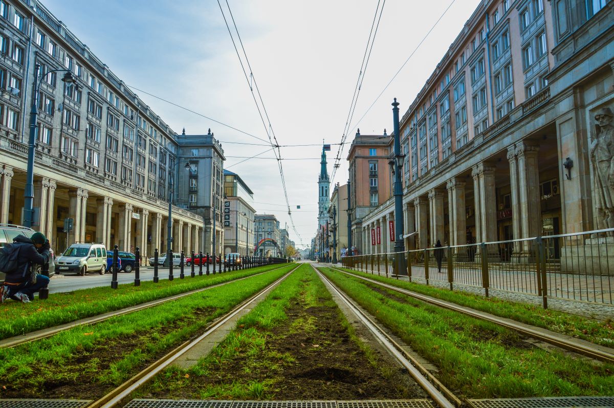 Urban green corridor with restored vegetation